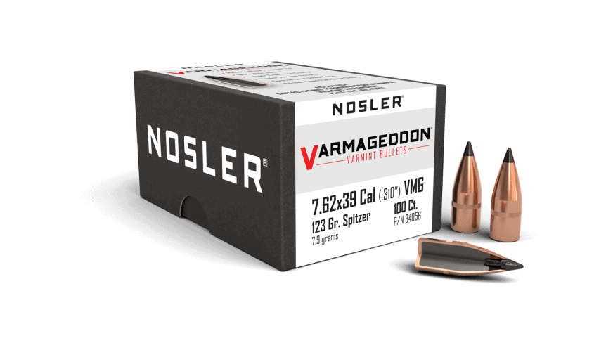 Nosler 7.62x39 Caliber 123gr FB Tipped Varmageddon (100ct) - BN34056