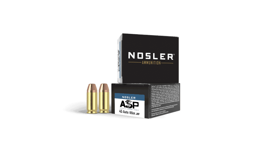 Nosler 45 ACP 185gr JHP ASP Handgun Ammunition (20ct) - 51278