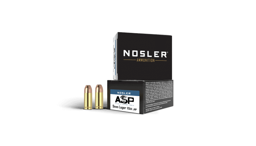 Nosler 9mm Luger 115gr JHP ASP Handgun Ammunition (20ct) - 51285