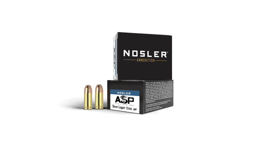 Nosler 9mm Luger 124gr JHP ASP Handgun Ammunition  (20ct) - 51286
