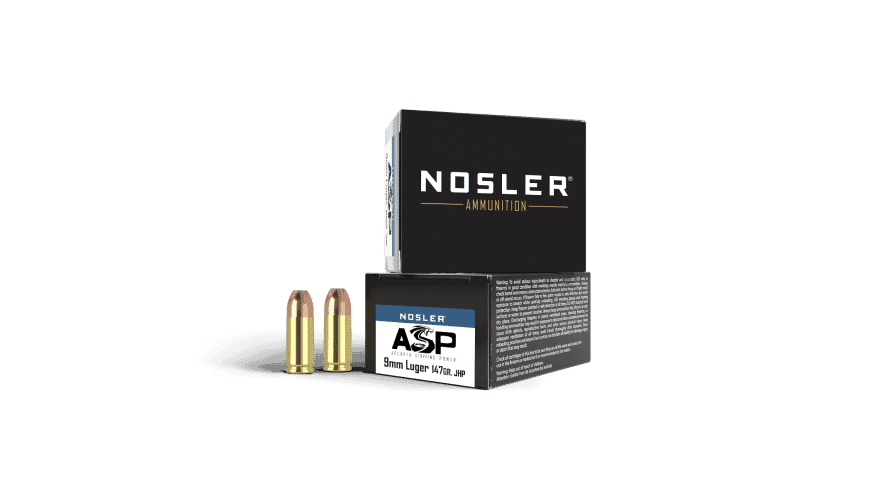 Nosler 9mm Luger 147gr JHP ASP Handgun Ammunition  (20ct) - 51290