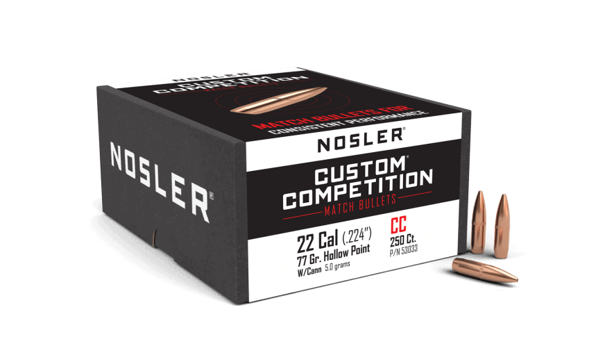 Nosler 22 Caliber 77gr Cann HPBT Custom Competition (250ct) - BN53033