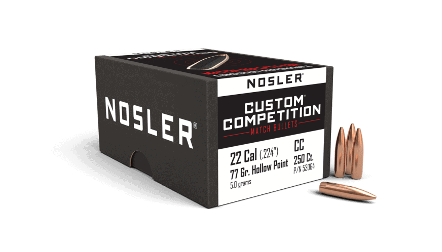 Nosler 22 Caliber 77gr HPBT Custom Competition (250ct) - BN53064