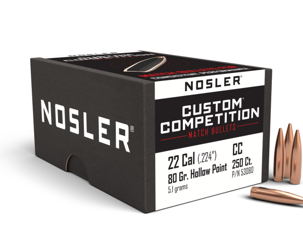 Nosler 22 Caliber 80gr HPBT Custom Competition (250ct) - BN53080