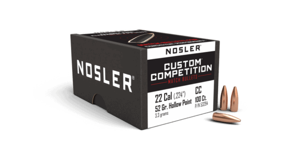 Nosler 22 Caliber 52gr Custom Competition HPBT (100ct) - BN53294