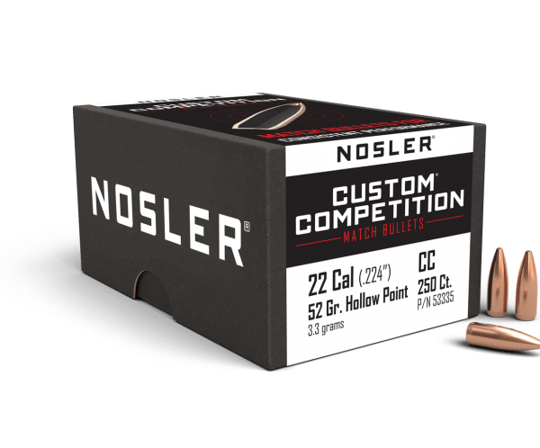 Nosler 22 Caliber 52gr HPBT Custom Competition (250ct) - BN53335