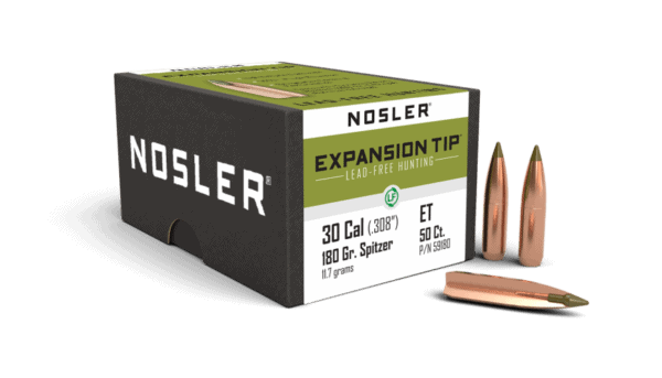 Nosler 30 Caliber 180gr Expansion Tip Lead Free (50ct) - BN59180