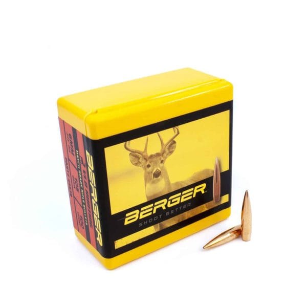 Berger 6mm 105 Grain Very Low Drag (VLD) Hunting Rifle Bullets