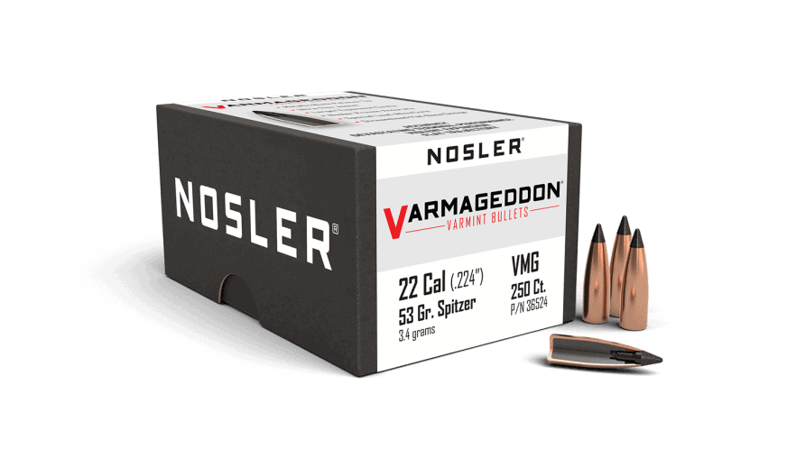 Featured image for “Nosler 22 Cal 53gr FB Tipped Varmageddon Bullet (250ct)”