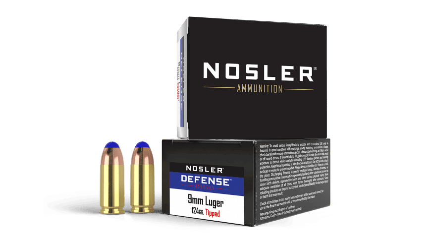 Featured image for “Nosler 9mm Luger +P 124gr Tipped Bonded Performance DEFENSE Ammunition (20ct)”