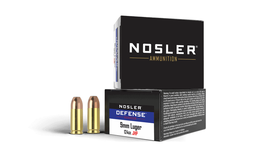 Featured image for “Nosler 9mm Luger +P 124gr JHP Bonded Performance DEFENSE Ammunition (20ct)”