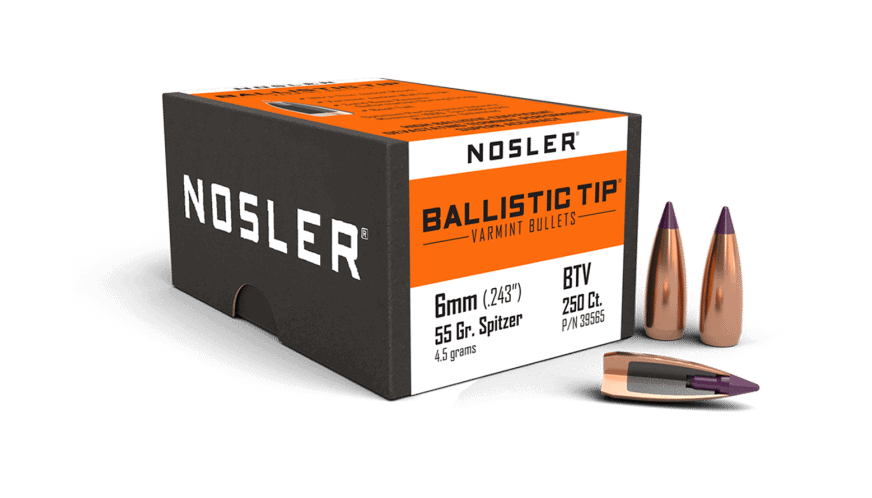 Featured image for “Nosler 243 Cal 6mm 55gr Ballistic Tip Varmint (250ct)”