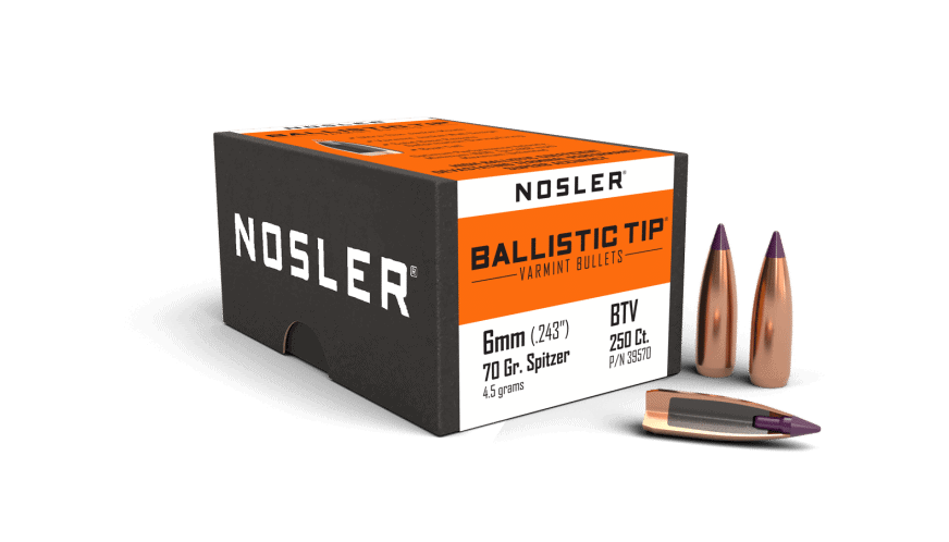 Featured image for “Nosler 243 Cal 6mm 70gr Ballistic Tip Varmint (250ct)”