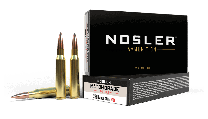 Featured image for “Nosler 338 Lapua Mag 300gr HPBT Custom Competition Match Grade Ammunition (20ct)”