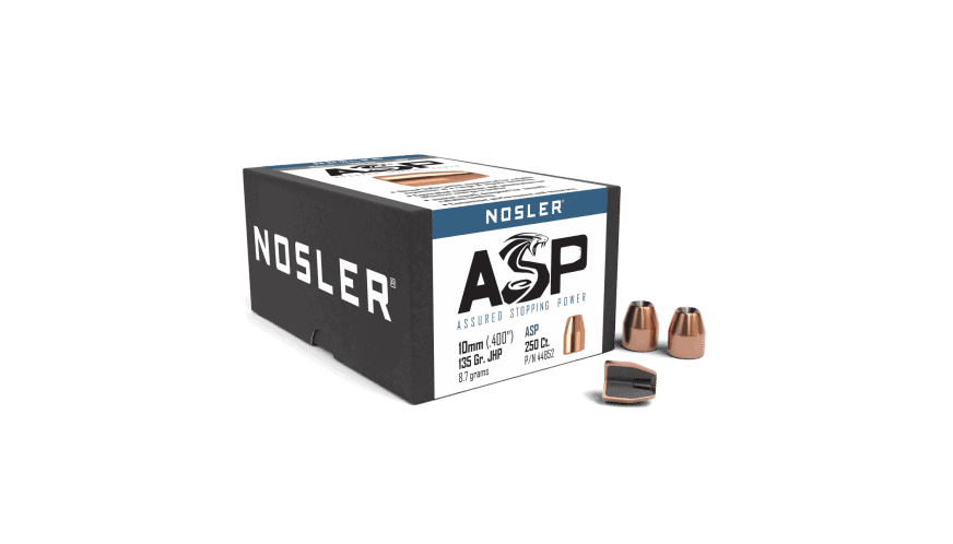 Featured image for “Nosler 10mm 135gr JHP ASP (250ct)”