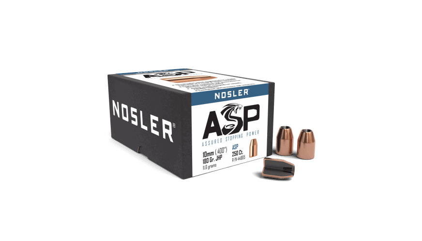 Featured image for “Nosler 10mm 180gr JHP ASP (250ct)”