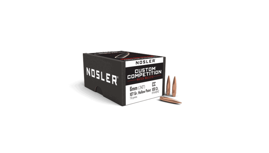 Featured image for “Nosler 243 Cal 6mm 107gr HPBT Custom Competition (100ct)”