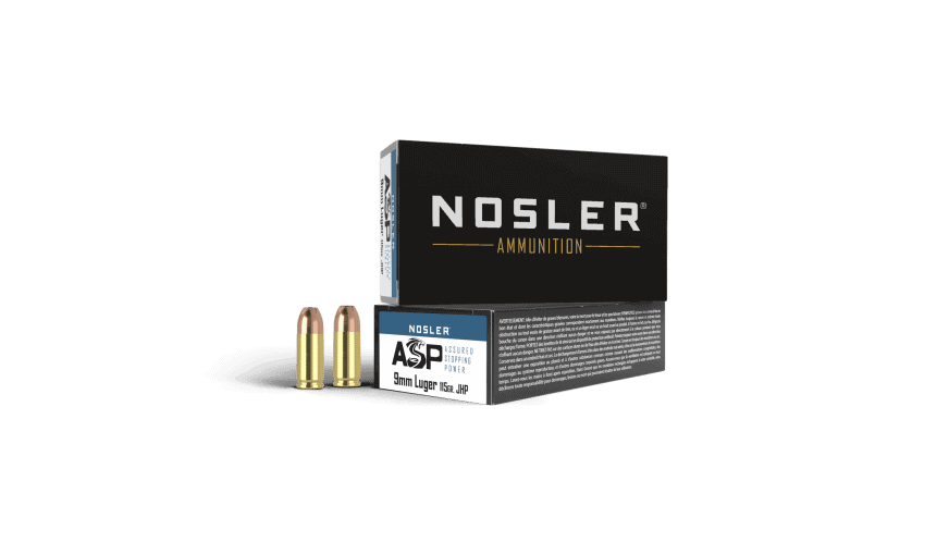 Featured image for “Nosler 9mm 115gr JHP ASP Handgun Ammunition  (50ct)”