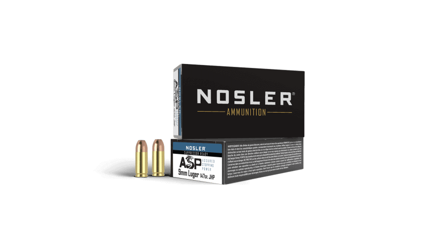 Featured image for “Nosler 9mm Luger 147gr JHP ASP Handgun Ammunition  (50ct)”