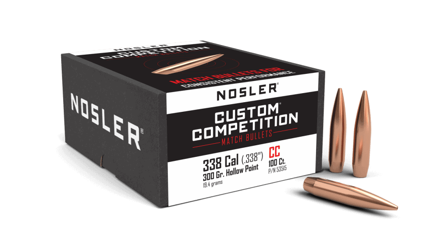 Featured image for “Nosler 338 Cal 300gr HPBT Custom Competition (100ct)”