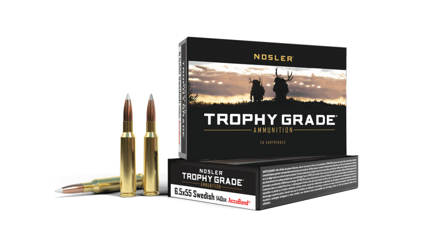 Featured image for “Nosler 6.5x55 Mauser 140gr AccuBond Trophy Grade Ammunition (20ct)”