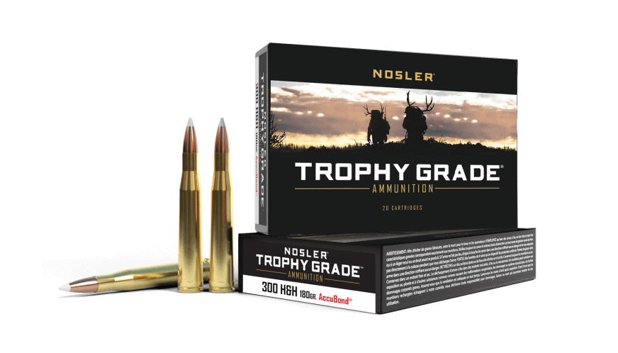 Featured image for “Nosler 300 H&H Mag 180gr AccuBond Trophy Grade Ammunition (20ct)”