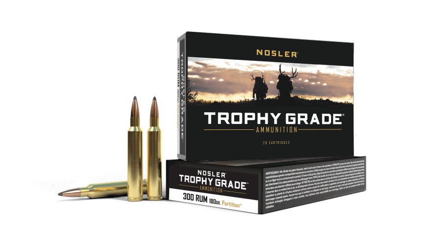 Featured image for “Nosler 300 RUM 180gr Trophy Grade Partition Ammunition (20ct)”