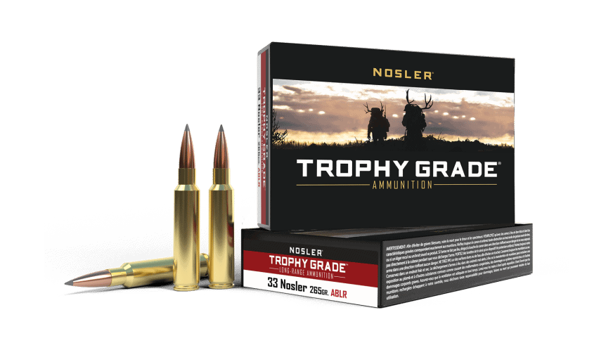 Featured image for “Nosler 33 Nosler 265gr AccuBond Trophy Grade Long Range Ammunition (20ct)”