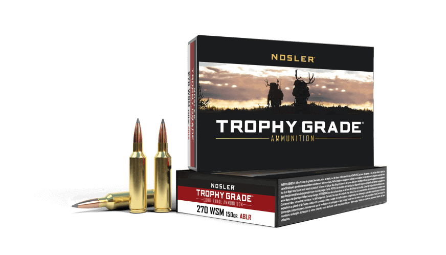 Featured image for “Nosler 270 WSM 150gr AccuBond Long Range Trophy Grade Ammunition (20ct)”