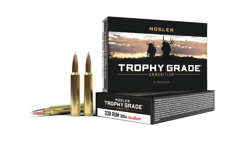 Featured image for “Nosler 338 RUM 300gr AccuBond Trophy Grade Ammunition (20ct)”
