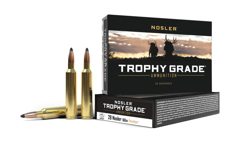 Featured image for “Nosler 28 Nosler 160gr Partition Trophy Grade Ammunition (20ct)”