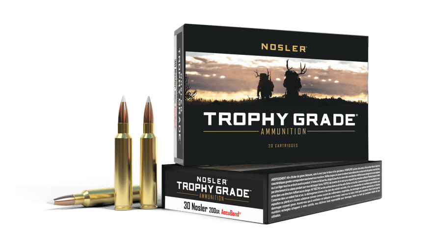 Featured image for “Nosler 30 Nosler 200gr AccuBond Trophy Grade Ammunition (20ct)”