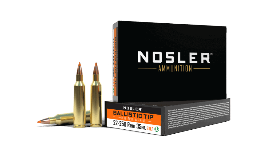 Featured image for “Nosler 22-250 Rem 35gr Ballistic Tip Lead Free Varmint Ammunition (20ct)”