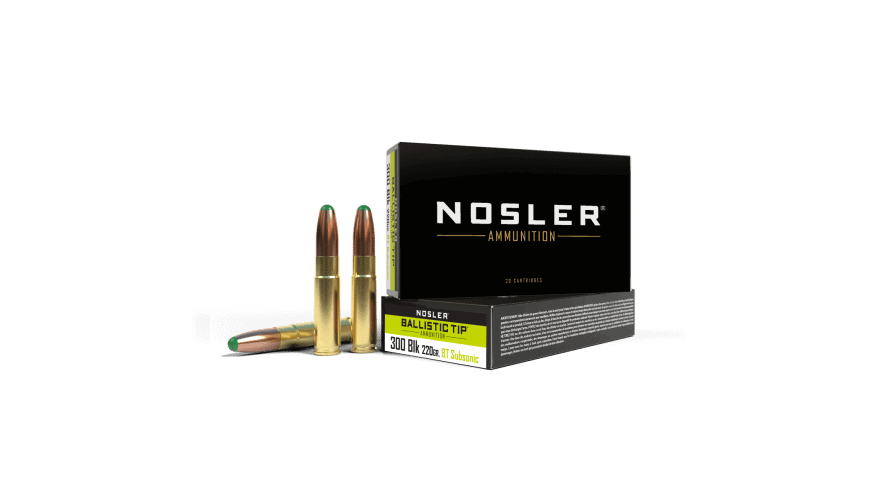 Featured image for “Nosler 300 AAC Blackout 220gr Ballistic Tip Hunting Ammunition (20ct)”