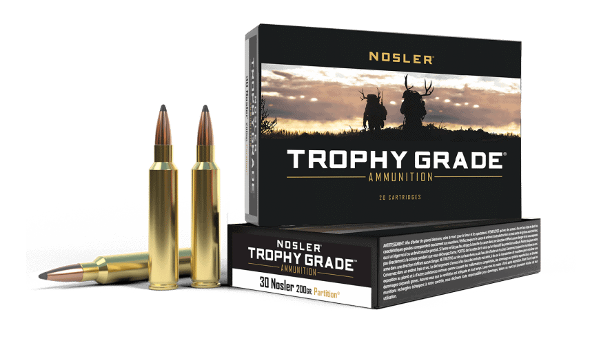 Featured image for “Nosler 30 Nosler 200gr Partition Trophy Grade Ammunition (20ct)”