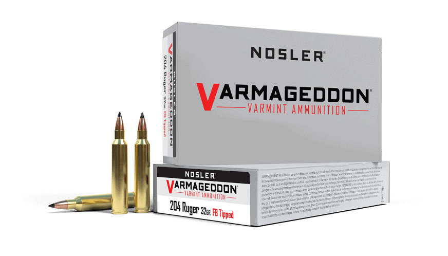 Featured image for “Nosler 204 Ruger 32gr Flat Base Tipped Varmageddon Ammunition (20ct)”