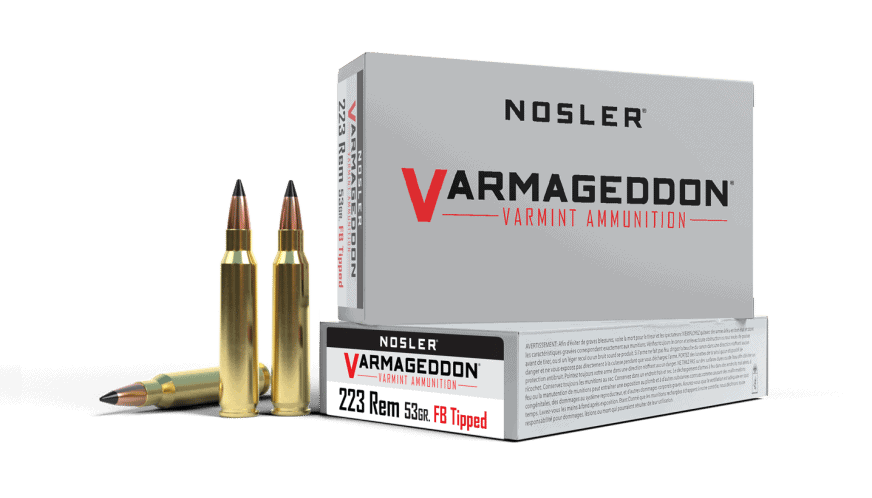 Featured image for “Nosler 223 Rem 53gr FB Tipped Varmageddon Ammunition (20ct)”