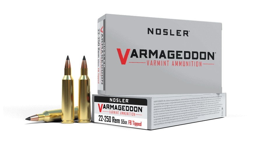 Featured image for “Nosler 22-250 Rem 55gr Varmageddon FB Tipped Ammunition (20ct)”