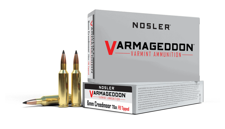 Featured image for “Nosler 6mm Creedmoor 70g FB Tipped Varmageddon Ammunition (20ct)”