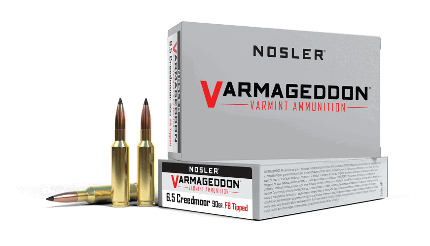 Featured image for “Nosler 6.5mm Creedmoor 90gr FB Tipped Varmageddon Ammunition (20ct)”
