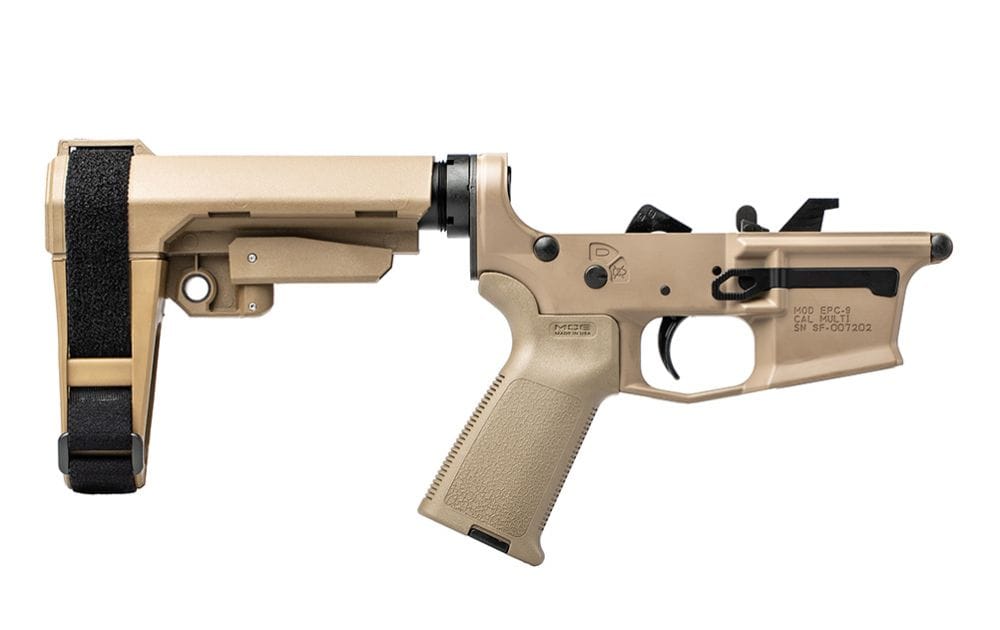 Featured image for “Aero Precision EPC-9 Pistol Complete Lower, MOE Grip, SBA3 - FDE/FDE”